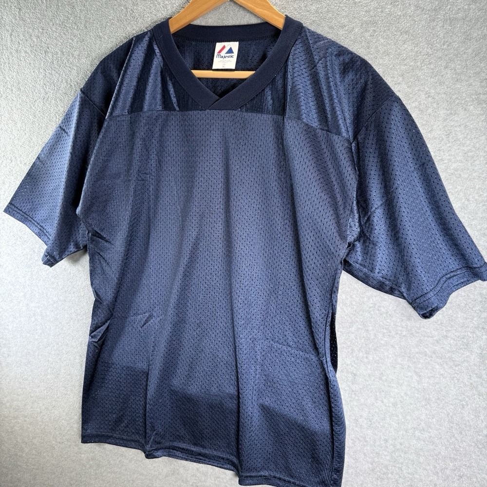 Vintage Majestic Football Practice Jersey Youth XL Blue V Neck Mesh USA Shuffle - Picture 2 of 9